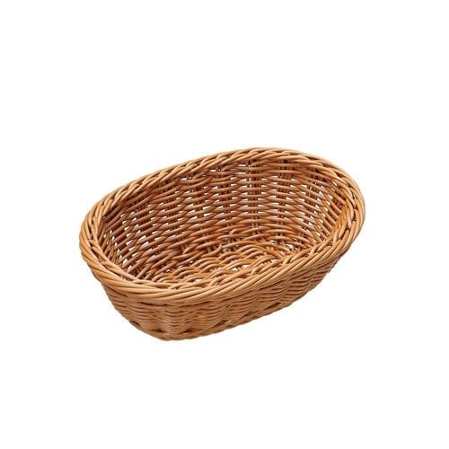 樹脂バスケット 小判型 茶 91−066B