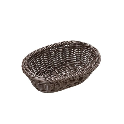 樹脂バスケット 小判型 こげ茶 91−066C