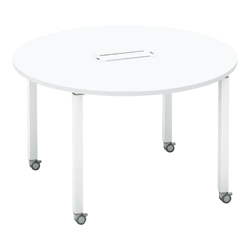 ワークフィット円M配線箱付C脚W120D120白W