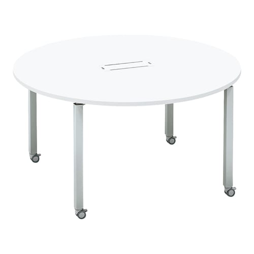 ワークフィット円M配線箱付C脚W140D140銀W