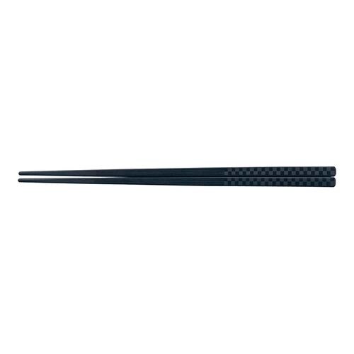 PBTチェック四角箸(10膳入) 黒 21cm