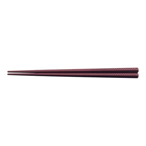 PBTチェック五角箸(10膳入) エンジ 21cm