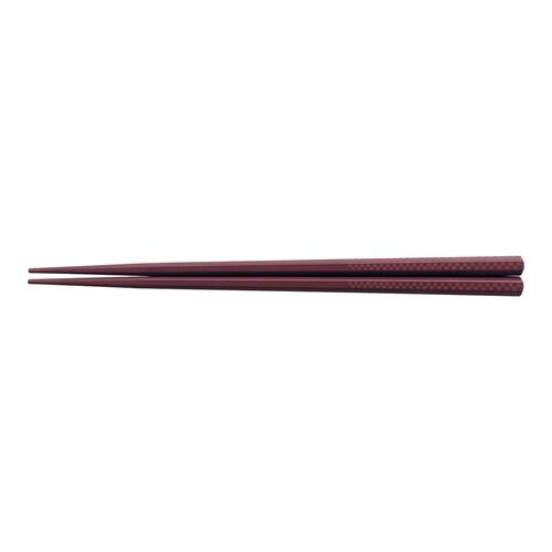 PBTチェック六角箸(10膳入) エンジ 21cm