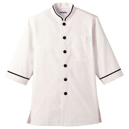 ショップコート D−1127(O白×黒) 4L