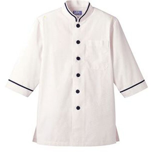 ショップコート D−1128(O白×紺) S