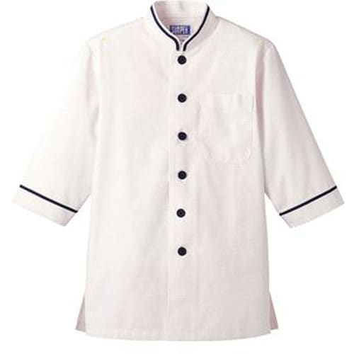 ショップコート D−1128(O白×紺) 3L