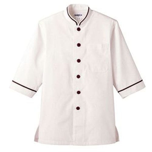 ショップコート D−1130(O白×茶) LL