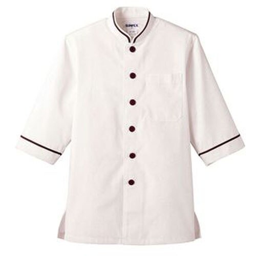 ショップコート D−1130(O白×茶) 3L