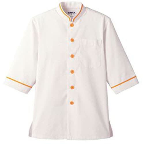 ショップコート D−1132(O白×黄) LL