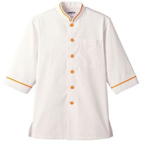 ショップコート D−1132(O白×黄) 3L