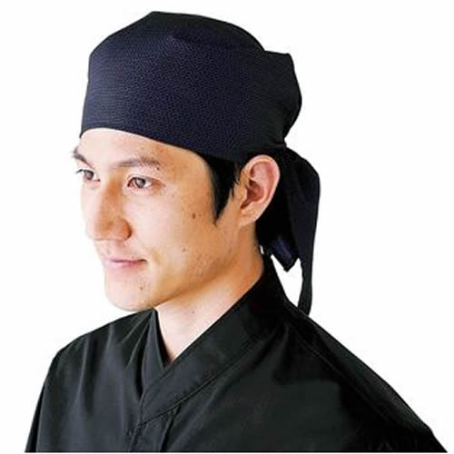 和風三角巾帽子 SK91−1 黒×青紫