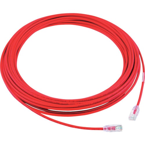 カテゴリ6A細径パッチコード15m赤