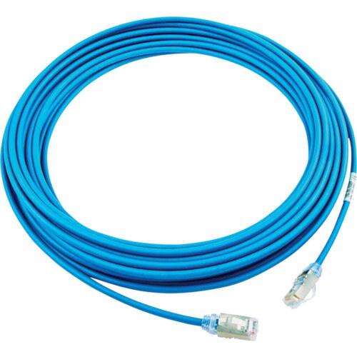 カテゴリ6A細径シールドパッチコード10m青
