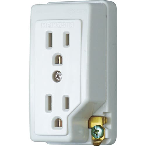 明工 接地ダブルコンセントET付(白)