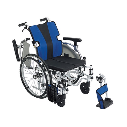 軽量簡単モジュール車椅子 自走式 ブルー