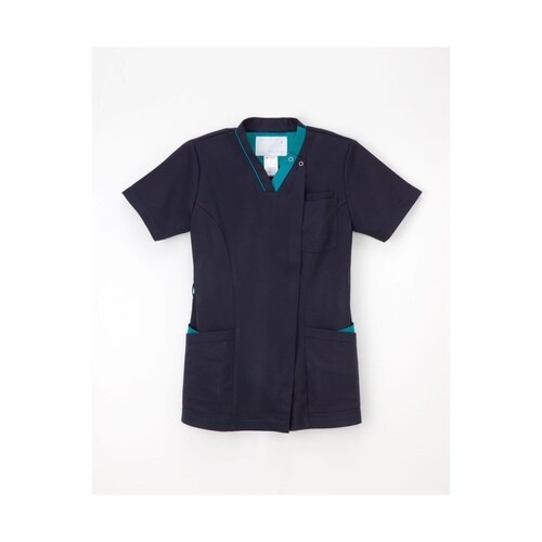 女子スクラブ ネイビー+ターコイズ M