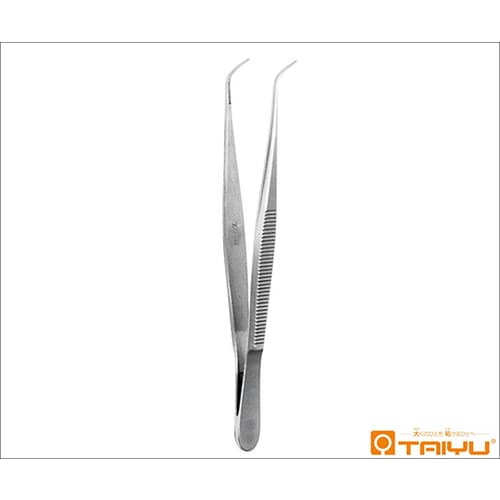 眼科鑷子 曲 無鈎 併式 ダボ無 全長11cm