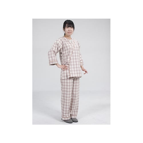 0730寝巻きセパレート タータン桃M