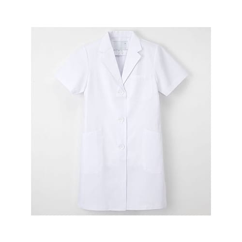 女子シングル半袖診察衣 ホワイト LL
