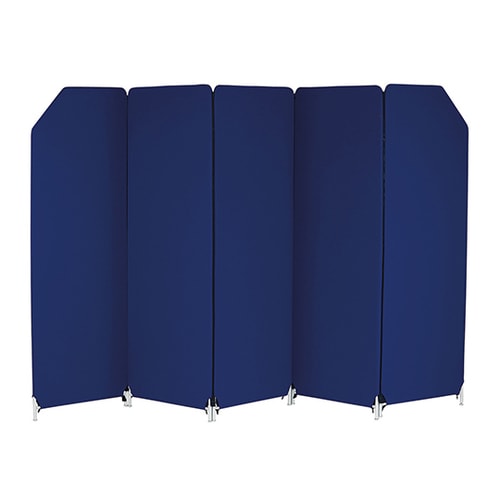 クロス貼りファスナー連結スクリーン5連ネイビー防炎