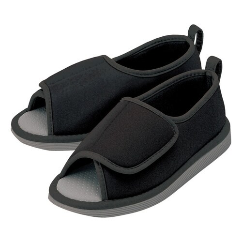 転倒予防シューズ(つま先なし) ブラック 3L