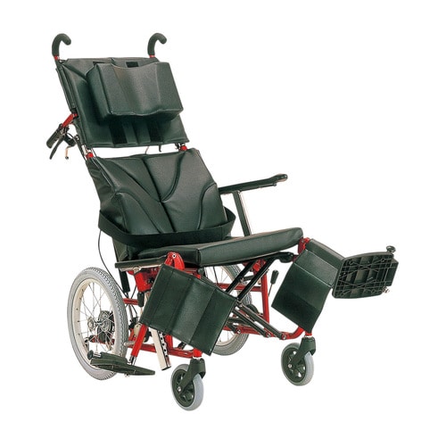 リクライニング車いす エコブラック/レッド