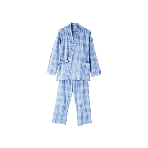 紳士スムース打合せパジャマ ブルー系 L