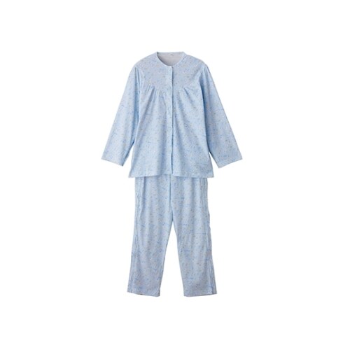 婦人介護フルオープンパジャマ サックス LL