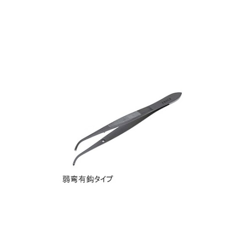 デリケート ピンセット 10cm 弱弯 有鈎