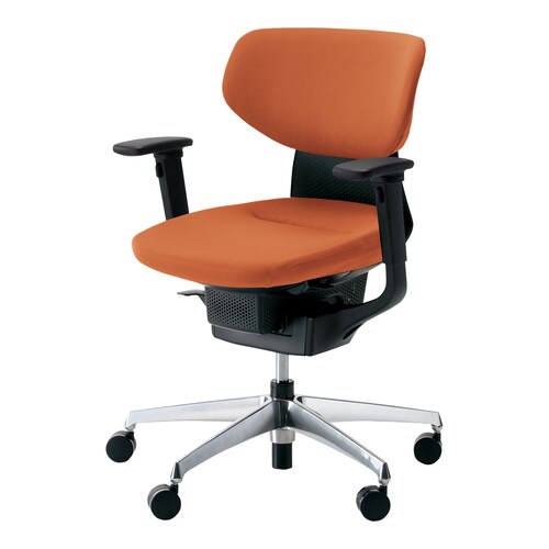 イング クッションラテラル可動肘本体黒銀脚橙硬床用