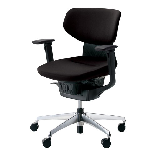 イング クッションラテラル可動肘本体黒銀脚黒硬床用