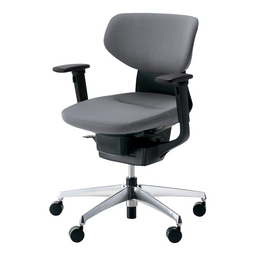 イングクッションラテラル可動肘本体黒銀脚薄灰硬床用