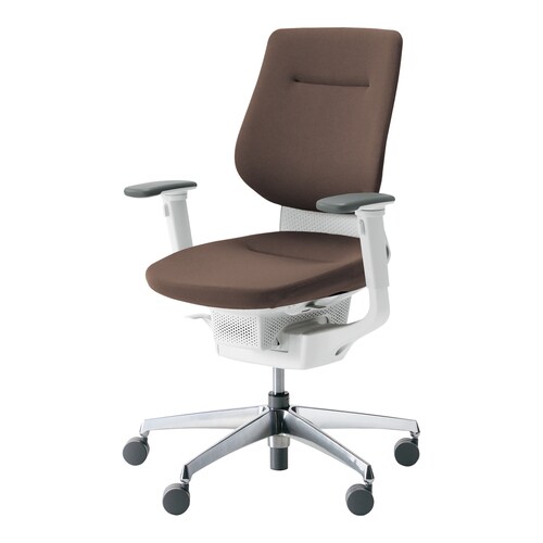 イングクッションバーチカル可動肘本体白銀脚濃茶硬床