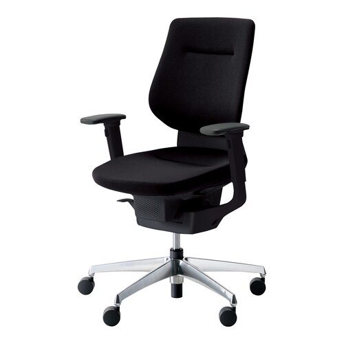 イングクッションバーチカル可動肘本体黒銀脚黒硬床用