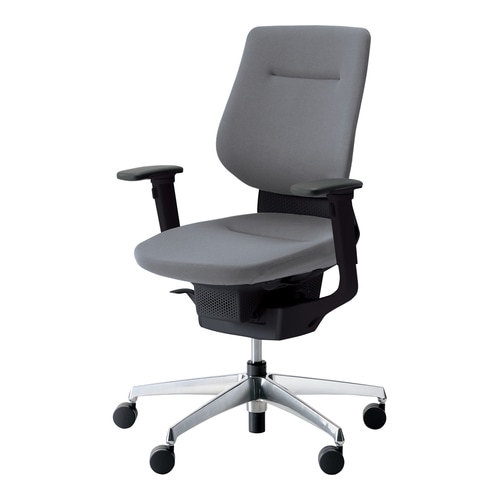 イングクッションバーチカル可動肘本体黒銀脚薄灰硬床