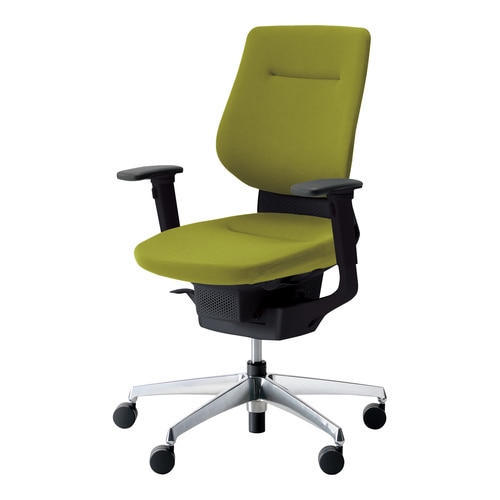 イングクッションバーチカル可動肘本体黒銀脚黄緑硬床