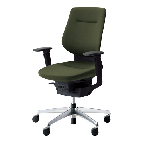 イングクッションバーチカル可動肘本体黒銀脚深緑硬床