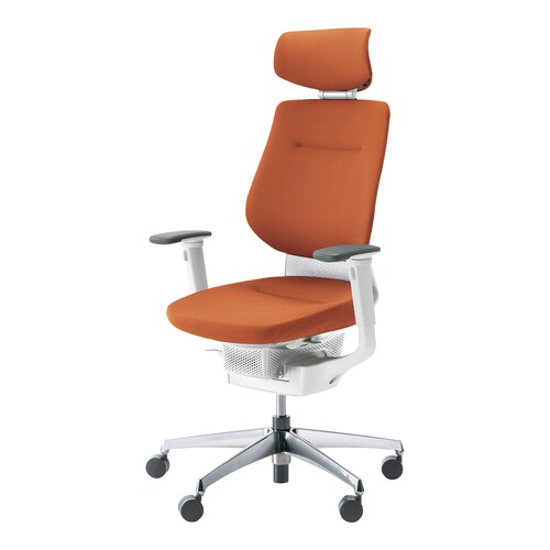 イング クッションヘッド付可動肘本体白銀脚橙硬床用