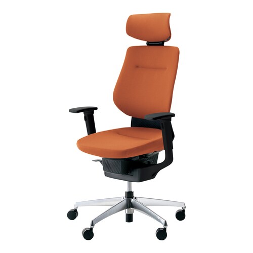 イング クッションヘッド付可動肘本体黒銀脚橙硬床用