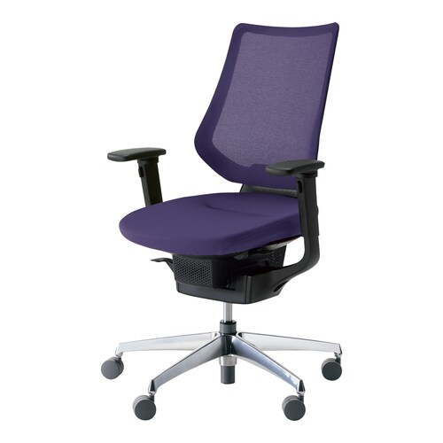 イングメッシュバーチカル可動肘本体黒銀脚深紫硬床用