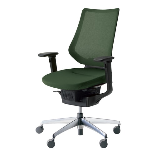 イングメッシュバーチカル可動肘本体黒銀脚深緑硬床用