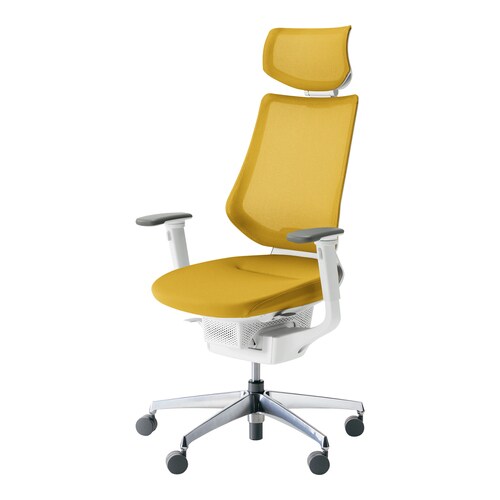 イング メッシュヘッド付可動肘本体白銀脚黄 硬床用