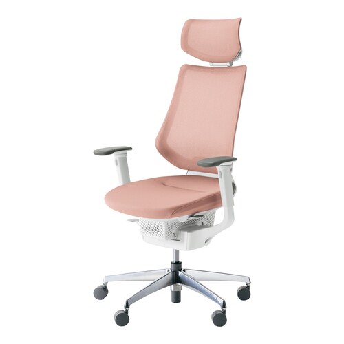 イング メッシュヘッド付可動肘本体白銀脚灰桃硬床用