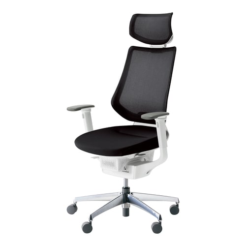 イング メッシュヘッド付可動肘本体白銀脚黒 硬床用