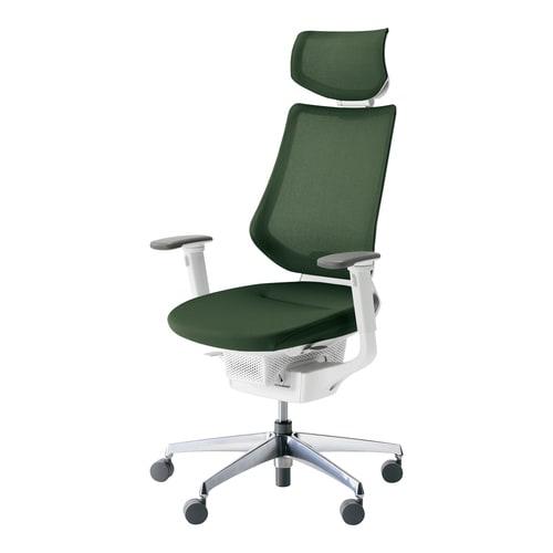 イング メッシュヘッド付可動肘本体白銀脚深緑硬床用