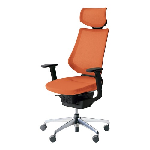 イング メッシュヘッド付可動肘本体黒銀脚橙 軟床用