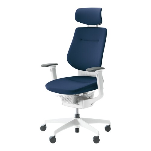 イング クッションヘッド付可動肘本体白 紺 硬床用