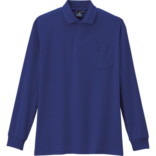 制電・防透・消臭長袖ポロシャツ1ネイビーLL