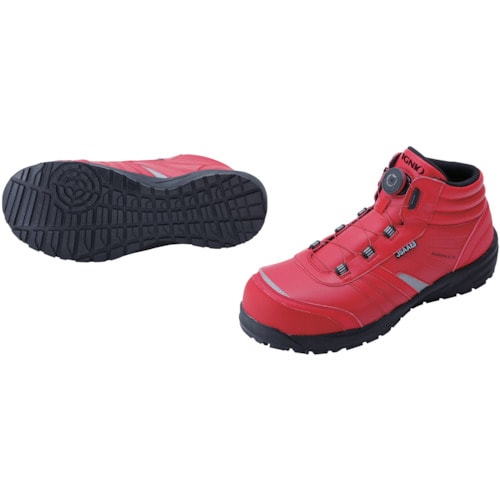 シューズA種耐滑ミッドカットレッド23.5