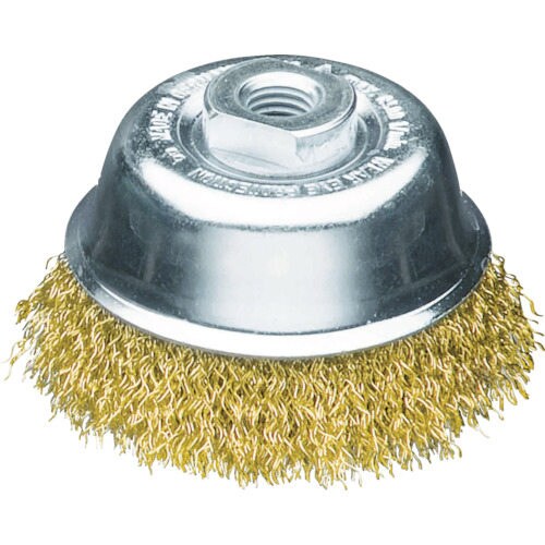 工業用カップブラシ Φ75真鍮メッキ線径0.25